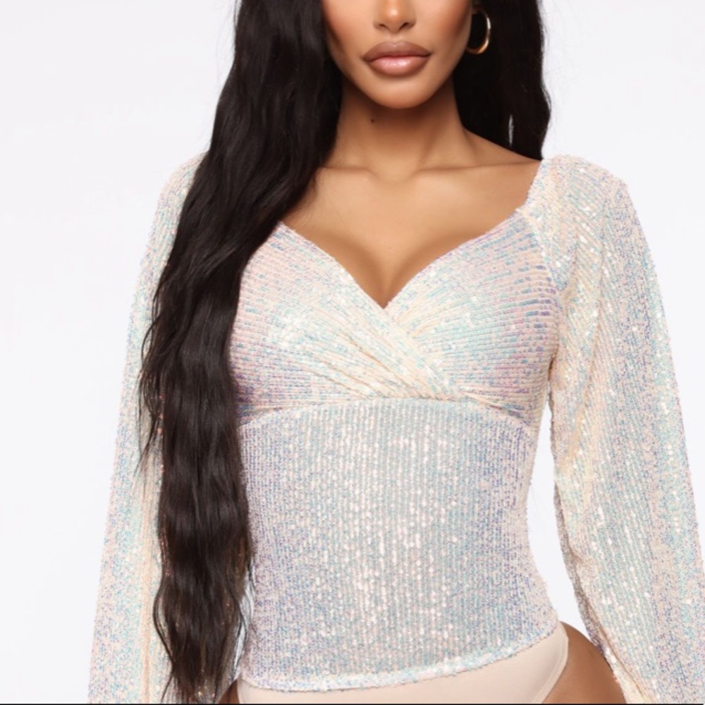 Fashion Nova When Sparks Fly Sequin Bodysuit M